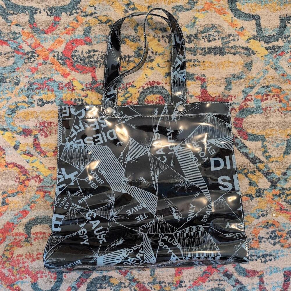 Black and Gray Vintage Diesel Vinyl Tote Bag